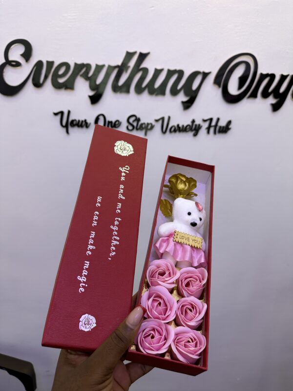 BOXED FLOWER WITH TEDDY